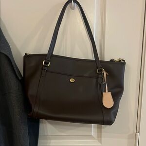 COACH Brown Leather Tote Bag/crossbody purse